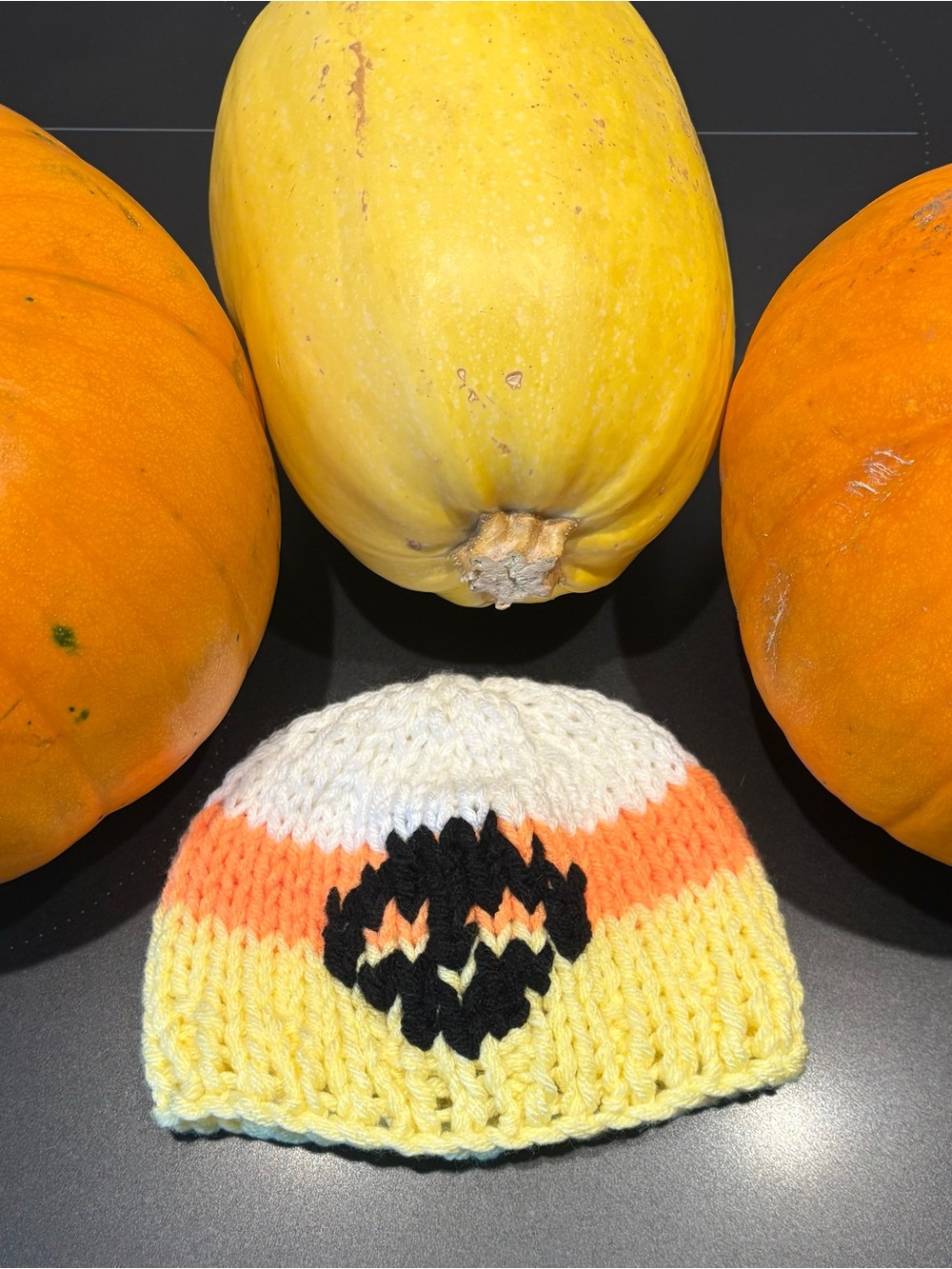 New! Knit Newborn Candy Corn Skull Beanie Hat